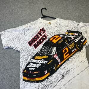 Rusty Wallace‎ T-Shirt Nascar Vintage All Over Print Single Stitch Mens XL Rare